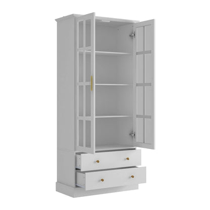 Vetrina con ante in vetro, libreria decorativa per soggiorno e corridoio - 70,1 A x 31,5 L