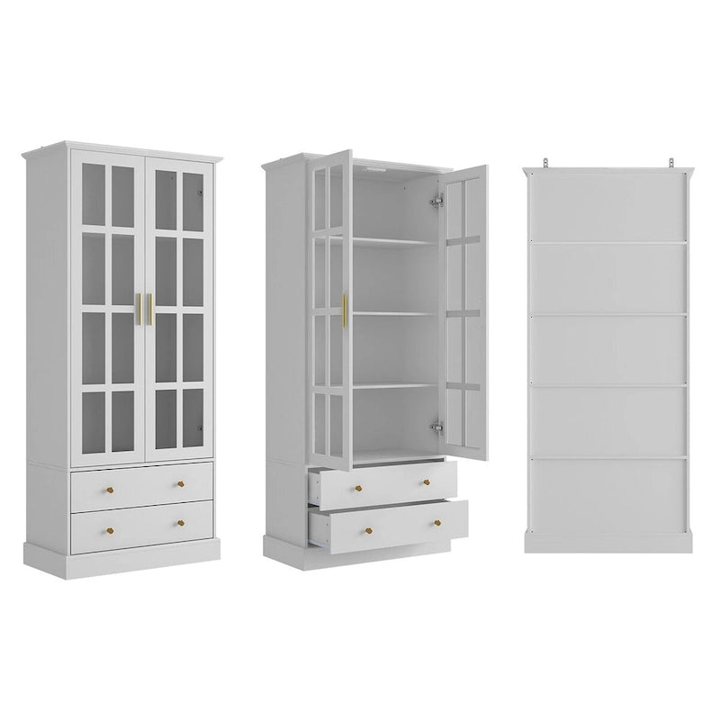 Vetrina con ante in vetro, libreria decorativa per soggiorno e corridoio - 70,1 A x 31,5 L