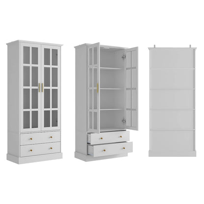 Vetrina con ante in vetro, libreria decorativa per soggiorno e corridoio - 70,1 A x 31,5 L