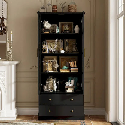 Vetrina con ante in vetro, libreria decorativa per soggiorno e corridoio - 70,1 A x 31,5 L