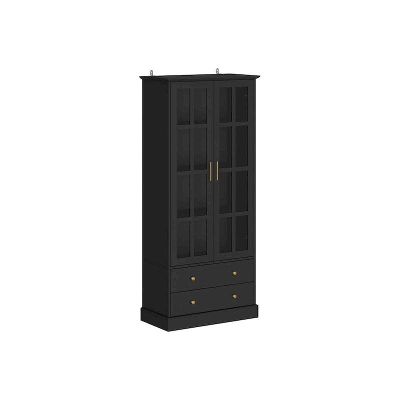 Vetrina con ante in vetro, libreria decorativa per soggiorno e corridoio - 70,1 A x 31,5 L