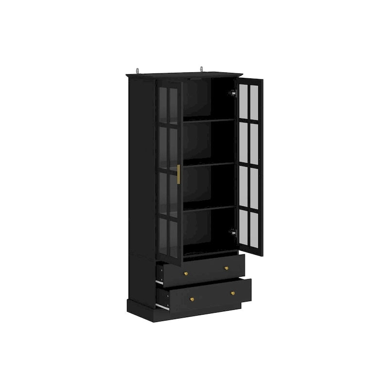 Vetrina con ante in vetro, libreria decorativa per soggiorno e corridoio - 70,1 A x 31,5 L