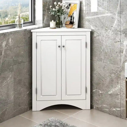 Mobiletto angolare triangolare per bagno con ripiani regolabili, mobiletto da terra indipendente, mobiletto decorativo per soggiorno