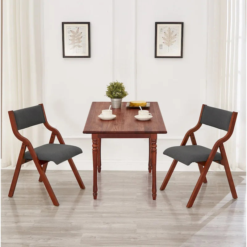 Sedia da pranzo pieghevole imbottita in 2 pezzi, sedie in legno salvaspazio