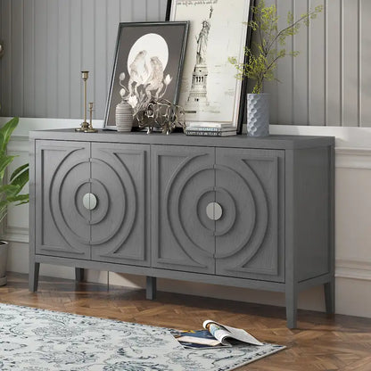 Credenza retrò con design a scanalatura circolare