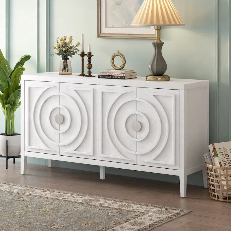 Credenza retrò con design a scanalatura circolare