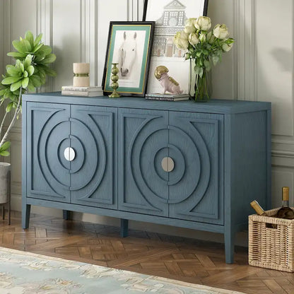 Retro Sideboard with Circular Groove Design