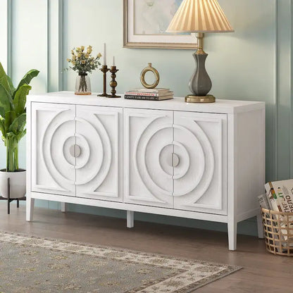 Credenza retrò con design a scanalatura circolare