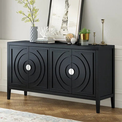 Credenza retrò con design a scanalatura circolare