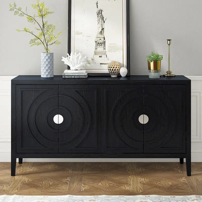 Credenza retrò con design a scanalatura circolare