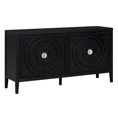 Credenza retrò con design a scanalatura circolare