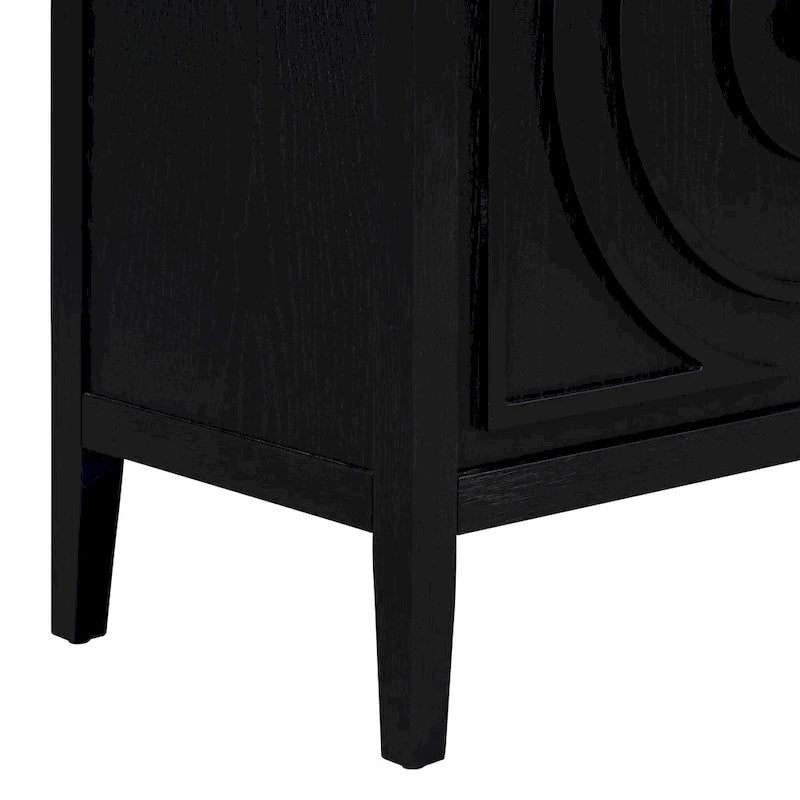 Credenza retrò con design a scanalatura circolare