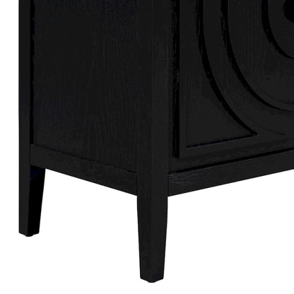 Credenza retrò con design a scanalatura circolare