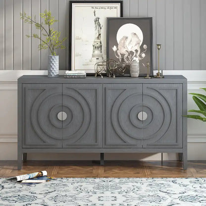 Credenza retrò con design a scanalatura circolare