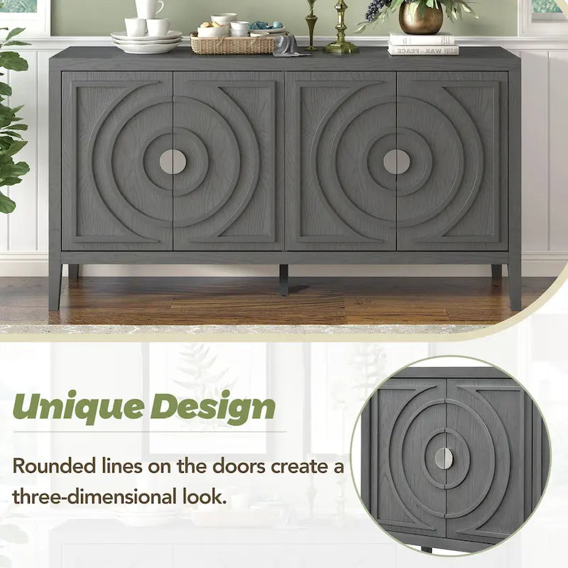 Credenza retrò con design a scanalatura circolare