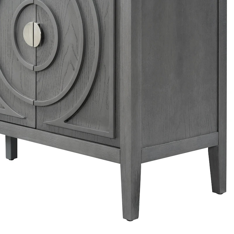 Credenza retrò con design a scanalatura circolare