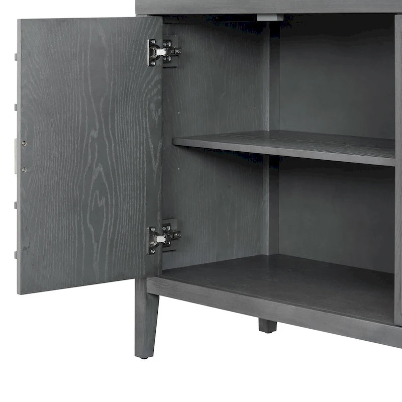 Credenza retrò con design a scanalatura circolare