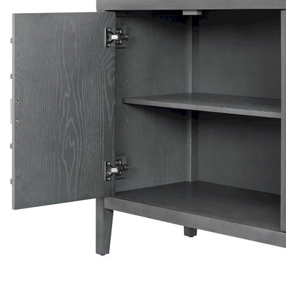 Credenza retrò con design a scanalatura circolare