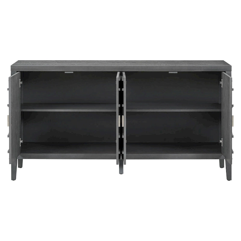 Credenza retrò con design a scanalatura circolare