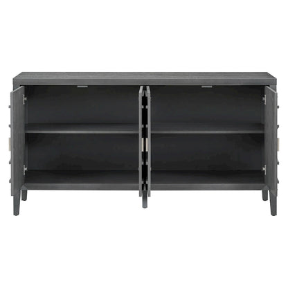 Credenza retrò con design a scanalatura circolare