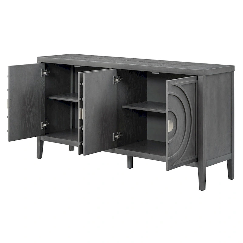 Credenza retrò con design a scanalatura circolare