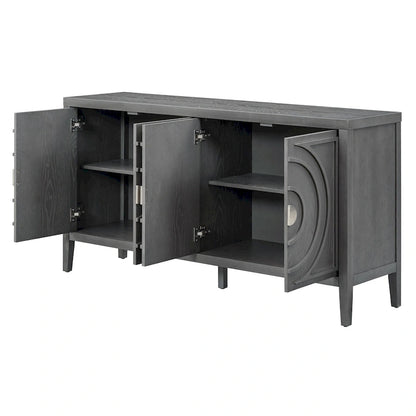 Credenza retrò con design a scanalatura circolare
