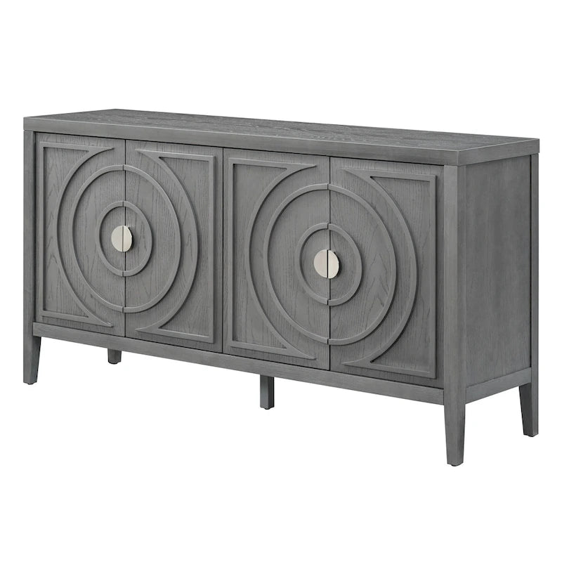 Credenza retrò con design a scanalatura circolare