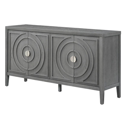 Credenza retrò con design a scanalatura circolare
