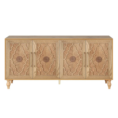 Credenza con porta a forma di fiore intagliato, grande, credenza e buffet