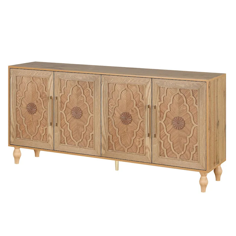 Credenza con porta a forma di fiore intagliato, grande, credenza e buffet