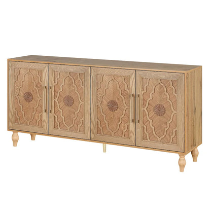 Credenza con porta a forma di fiore intagliato, grande, credenza e buffet