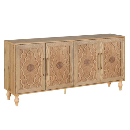 Credenza con porta a forma di fiore intagliato, grande, credenza e buffet