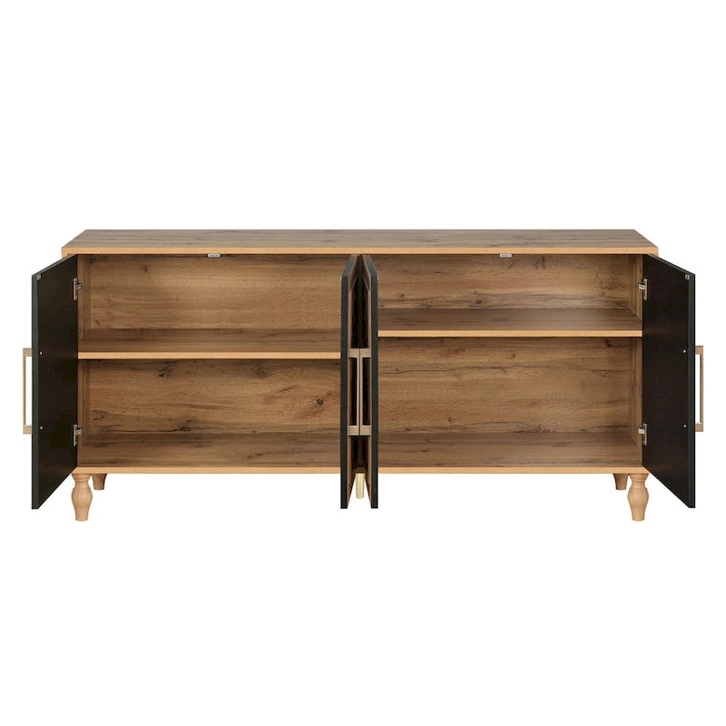 Credenza con porta a forma di fiore intagliato, grande, credenza e buffet