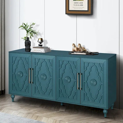 Credenza con porta a forma di fiore intagliato, grande, credenza e buffet