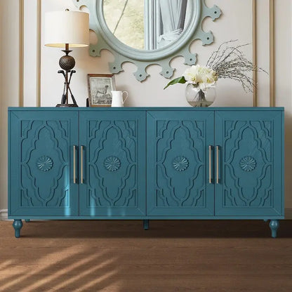 Credenza con porta a forma di fiore intagliato, grande, credenza e buffet