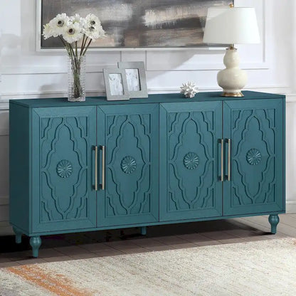 Credenza con porta a forma di fiore intagliato, grande, credenza e buffet