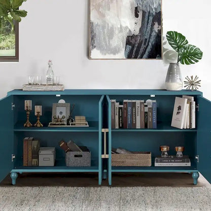 Credenza con porta a forma di fiore intagliato, grande, credenza e buffet