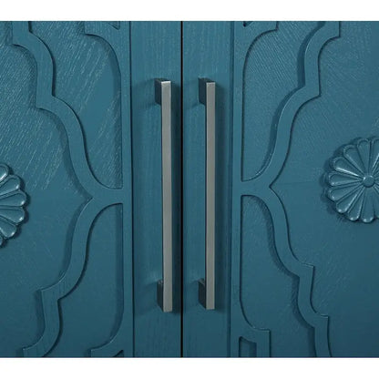 Credenza con porta a forma di fiore intagliato, grande, credenza e buffet