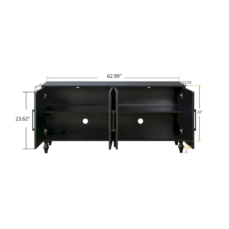 Credenza con porta a forma di fiore intagliato, grande, credenza e buffet