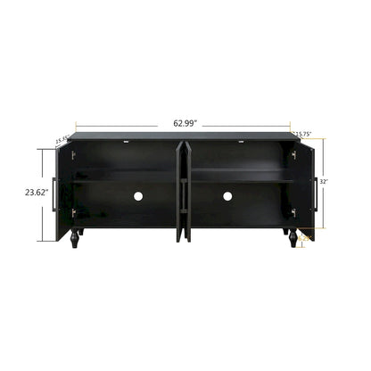 Credenza con porta a forma di fiore intagliato, grande, credenza e buffet