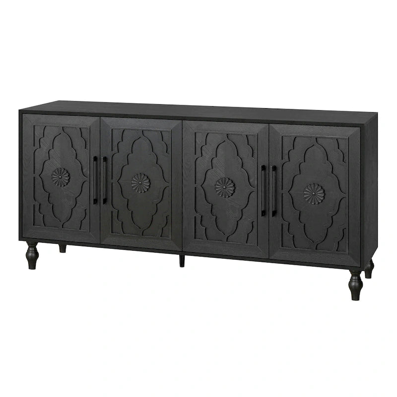 Credenza con porta a forma di fiore intagliato, grande, credenza e buffet