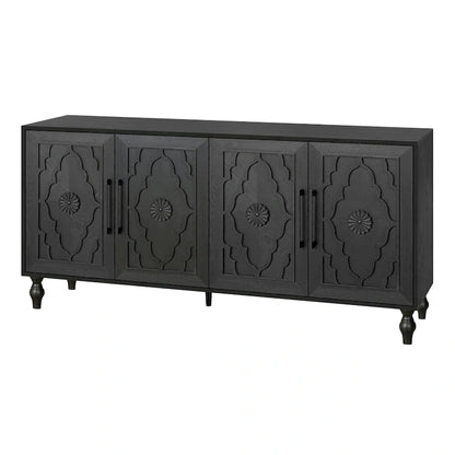 Credenza con porta a forma di fiore intagliato, grande, credenza e buffet