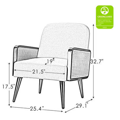 Poltrona imbottita moderna in stile bohémien Carmina con gambe in legno, set da 2 di HULALA HOME