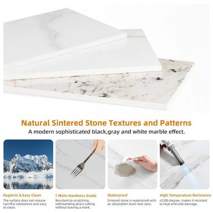 Tavolino laterale rotondo a 2 livelli con piano in pietra sinterizzata - 15,7x15,7x21,3 pollici