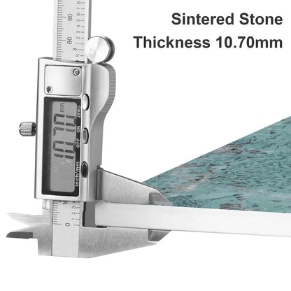 Tavolino laterale rotondo a 2 livelli con piano in pietra sinterizzata - 15,7x15,7x21,3 pollici