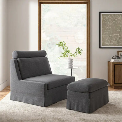 Anne 45 W Modern Poltrona con Pouf Rivestita di HULALA HOME