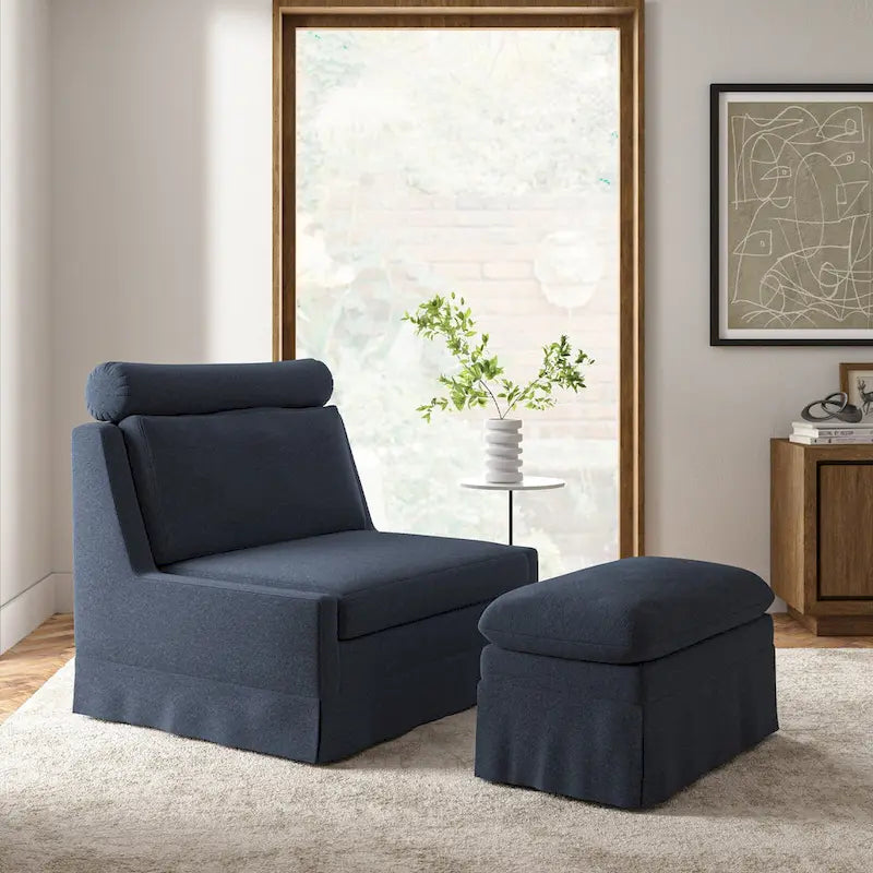 Anne 45 W Modern Poltrona con Pouf Rivestita di HULALA HOME