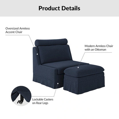 Anne 45 W Modern Poltrona con Pouf Rivestita di HULALA HOME