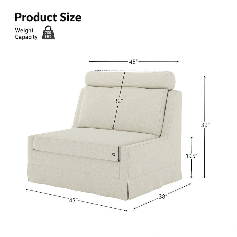 Anne 45 W Modern Poltrona con Pouf Rivestita di HULALA HOME