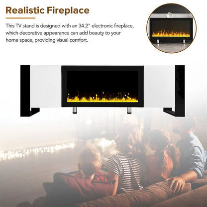 Mobile TV moderno con camino elettrico non riscaldante per TV fino a 78 pollici